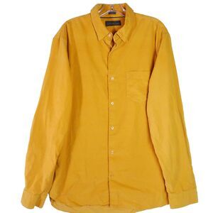 Fairlane & Sons Shirt Mens Size XLT Yellow Corduroy Button Down Slim Fit